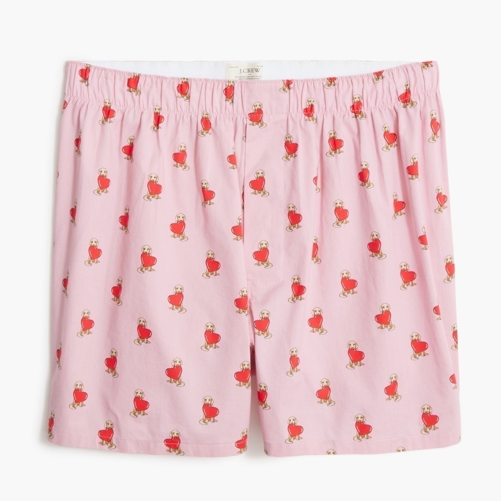 NWOT j crew woven boxers dog and heart